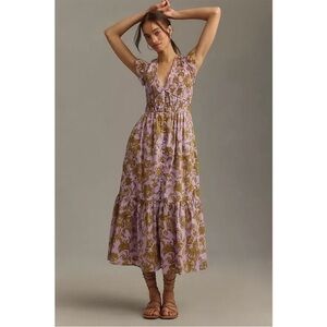 Anthropologie Peregrine Square Neck Maxi Dress